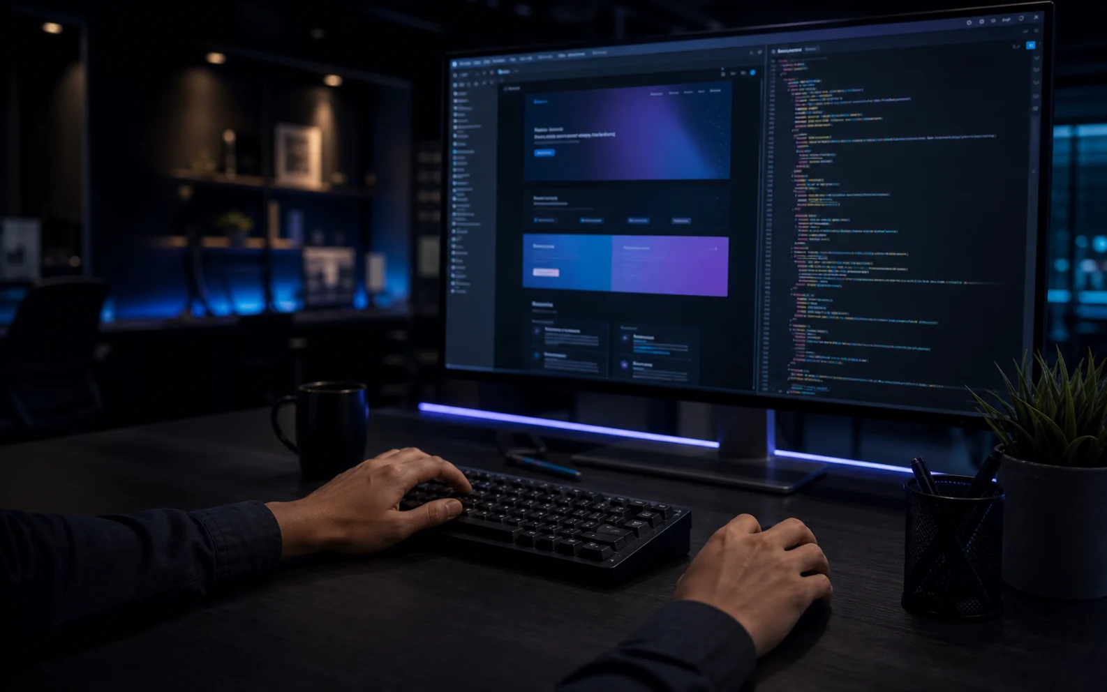 Workspace fotorealistis untuk layanan Website Development